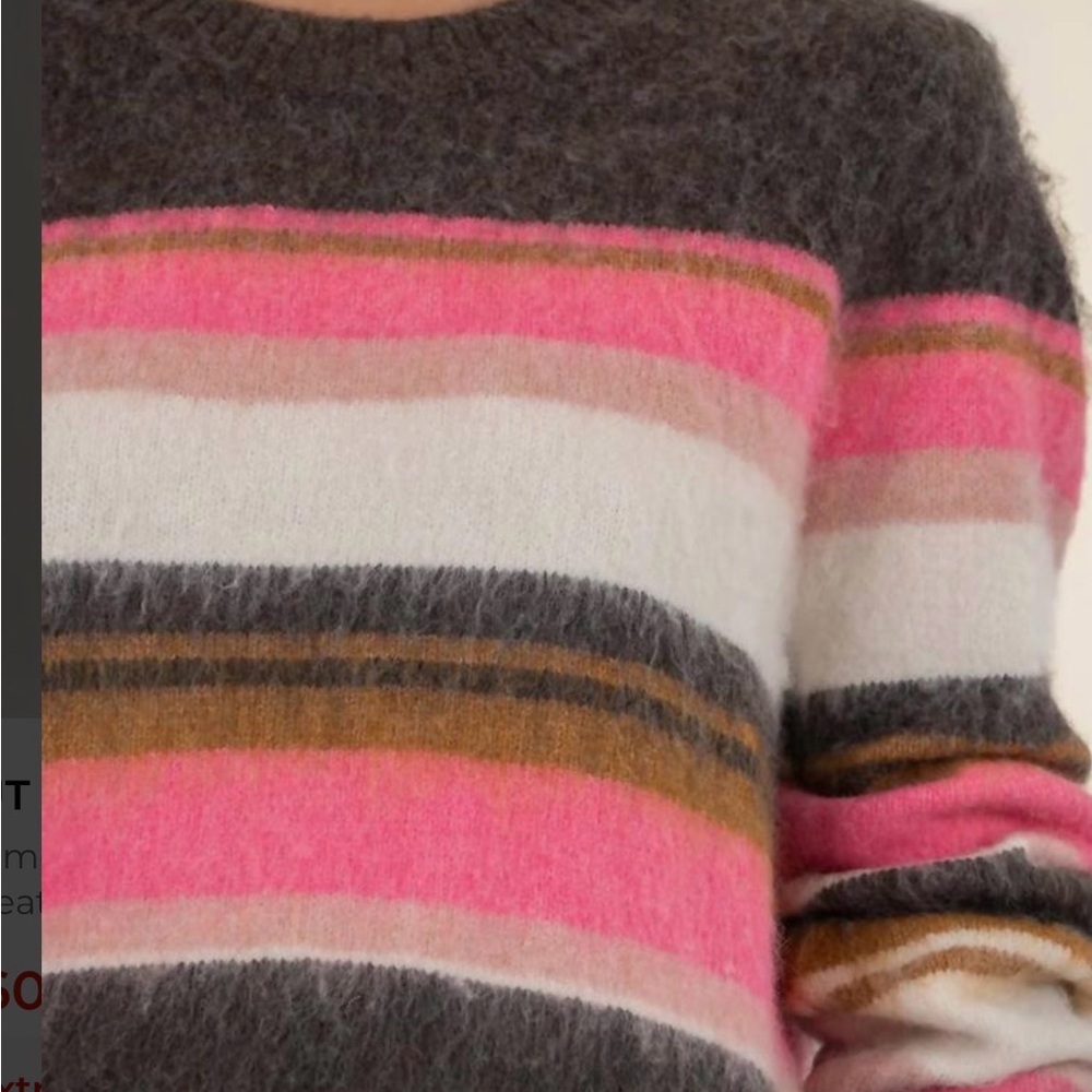 Kut From The Kloth Elvira Stripe Relaxed Knit Sweater Brown‎ Pink XS - Picture 5 of 8